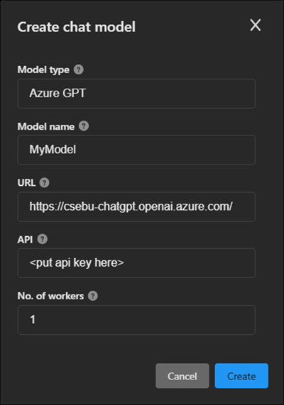 Create chat model window